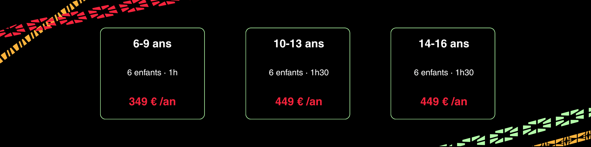 tarifs des groupes selon l'âge des enfants